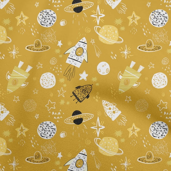 oneOone Silk Tabby Yellow Fabric Galaxy Quilting Supplies Print Sewing Fabric By The Yard 42 Inch Wide