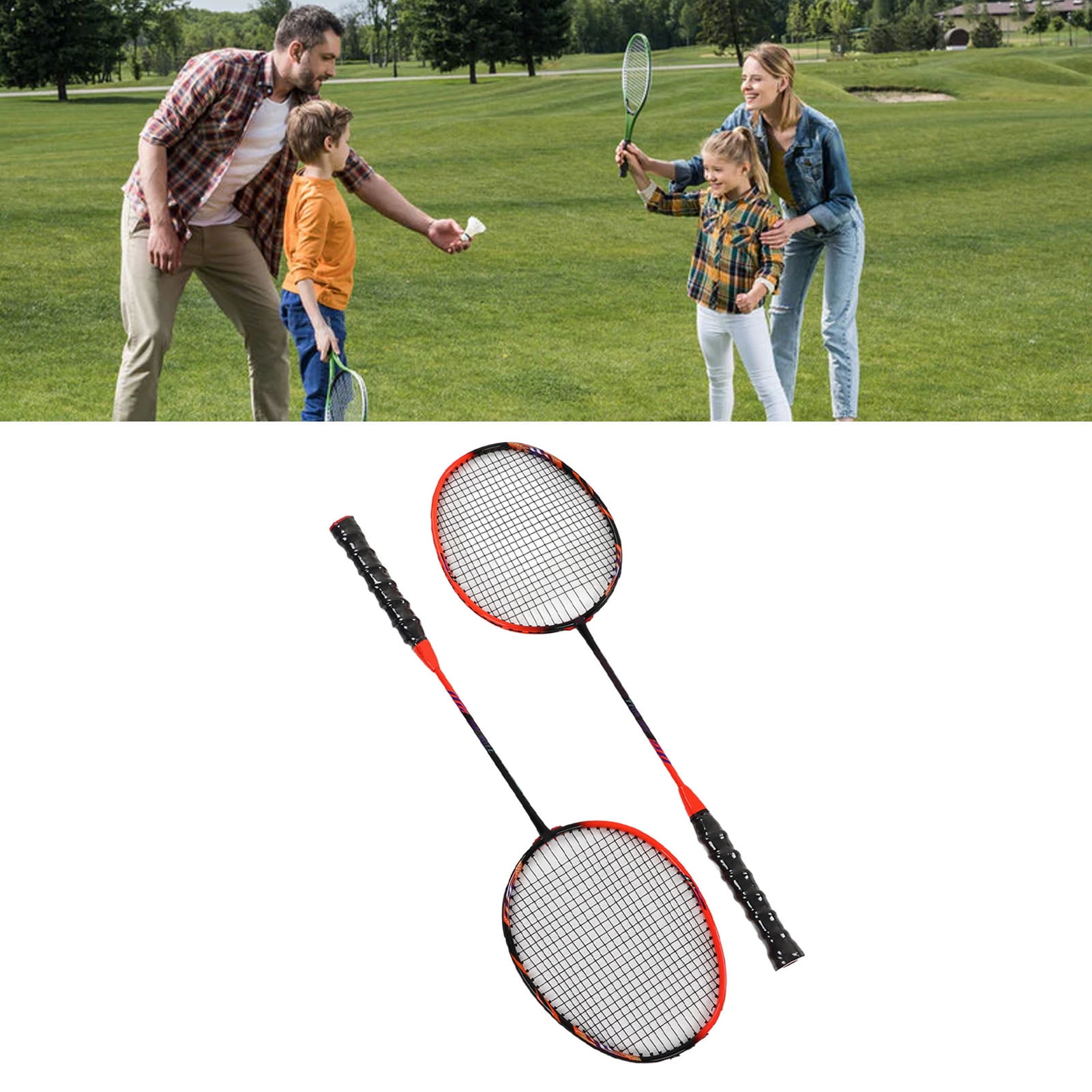 Suodoka K7702 Professional Badminton Racquet Set for Outdoor and Gym - Carbon Aluminum Lightweight Adult Rackets (26.77 inches / 68 cm)