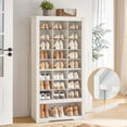thumbnail image 5 of YYEAN Tall Shoe Cabinet, 9 Tier Shoe Storage Cabinet, Freestanding Wooden Shoe Cabinet Organizer with 24 Cubbies and 3 Hooks, for Entryway, Closet, Living Room-White, 5 of 9