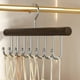 thumbnail image 1 of Portacinturas para el armario | Organizador de madera con 8 ganchos | Hierro resistente y madera beige/marrón | Almacenamiento de cinturón/corbata/bufanda para ahorrar espacio | Accesorio de, 1 of 6