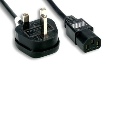 Kentek 6 Feet Ft US 3 Prongs AC Power Cord IEC320 C13 To UK England BS1363 3 prongs AC Outlet Cable with Fuse 18 AWG Black International