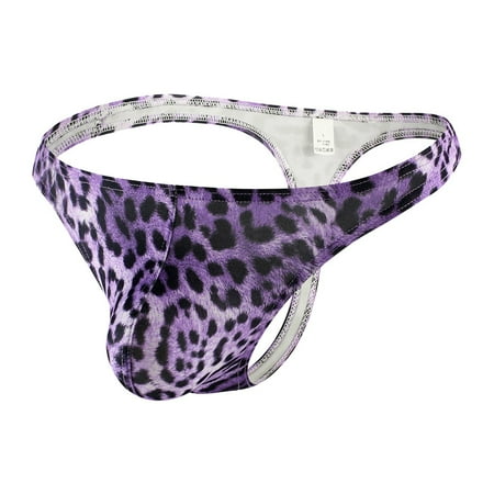 

Men Sexy Low Rise Leopard Underwear G-String Briefs Breathable Thongs Lingerie
