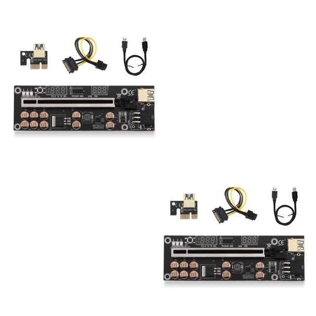 relayinert PCI-E 1X to 16X Adapter Card 6pin Power Port PCI- Converter Extender with USB Cable Mining Equipment Motherboard Black 2Set