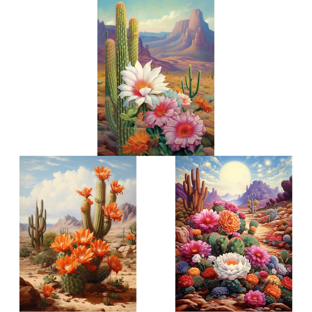Resina Con Cactus Del Desierto Serie Flores 30x40CM Likrtyny