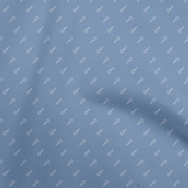 oneOone Cotton Flex Dusty Blue Fabric Minimal Retro Key Diy Clothing Quilting Fabric Print Fabric By Yard 40 Inch Wide