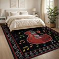 thumbnail image 3 of ODIKA 8'x10' Washable Area Rug Guitar Music Musical Instrument Cherry Scattered Notes Record for Living Room, Under Sectional, Family , Durable, Non-Slip, 3 of 7