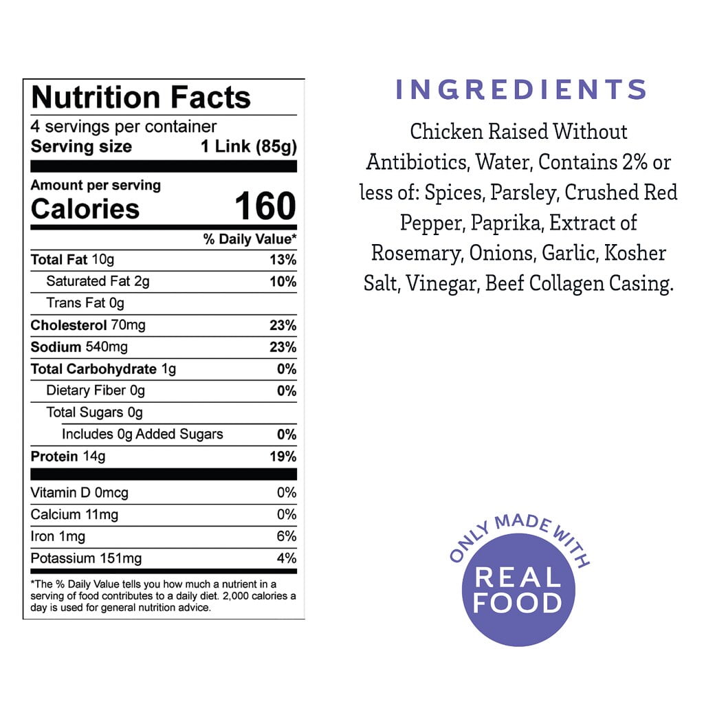 Amylu Foods Andouille Chicken Sausages, 12oz, 4 Count, Refrigerated
