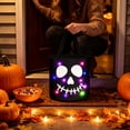 thumbnail image 2 of LED Light up Halloween Bucket Pumpkin Candy Bag Multipurpose Reusable Lighted Goodie Gift Tote Bag with Handles for Halloween Party Favor Supplies (Green), 2 of 5