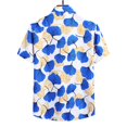 thumbnail image 2 of Camisas Cuello De Hombre Camisas de un solo pecho de primavera y verano para hombre, camisas de manga corta con estampado informal para playa y vacaciones al libre (Blue, L), 2 of 4