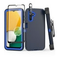 thumbnail image 1 of TASHHAR Samsung Galaxy A04S Case/A13 5G Case with Belt Clip Holster+Screen and Lens Protector Military Grade Heavy Duty 3 in 1 Shockproof Armor Rugged for Galaxy A04S/A13 5G Phone - Dark Blue+Blue, 1 of 10