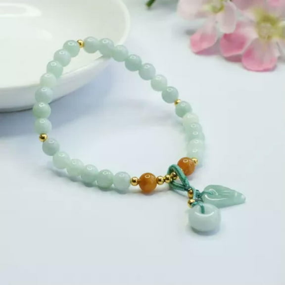 K-KED Burmese Jade Donut Bracelets Jadeite Natural Delicate Jewelry White Bead Bracelet Women