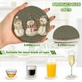 thumbnail image 2 of Yayeee 6 PCS Drink Coasters with Holder Set Woven Absorbent Round Tabletop Hot Pad, Gray Cute Snowmen, 2 of 7