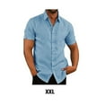 thumbnail image 3 of Sonducket Banquete Senderismo Camisa de hombre Verano Botón abajo Manga corta Turn Down Neck Camisas Poliéster Ropa de moda Regalo de Camisetas Azul XXL, 3 of 5
