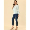 thumbnail image 4 of Allegra K Blusa Informal De Manga Larga Con Volantes Florales Y Cuello En V Para Mujer Azul Claro M, 4 of 4