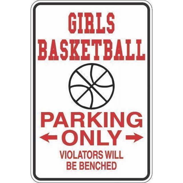 Letrero de metal novedoso de baloncesto femenino, tamaño de estacionamiento únicamente, 8 x 12 pulgadas, S295