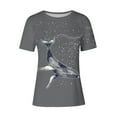 thumbnail image 3 of Pisexur Hauts pour Femmes, Blouses pour Femmes Habillées Décontractées à la Mode Pull Décontracté Imprimé Manches Courtes Col Rond Gris, 3TG, 3 of 4