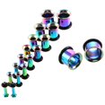 thumbnail image 2 of 9 Pairs of Stainless Steel Ear Tunnels Ear Gauges Piercings Jewelry - Colorful, 2 of 5