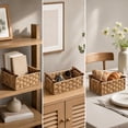thumbnail image 5 of Yakvarog Wicker Storage Basket with Wooden Handle, Paper Rope Decorative Woven Baskets 9.8x5.9x4.3 in for Countertop, Bathroom, Home Office, Toys & Sundries, 5 of 8