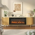 thumbnail image 3 of Sonegra 70" Fireplace TV Stand, Modern Entertainment Center for TVs Up to 80", TV Console Table for Living Room, Media Cabinet with Storage,70 Inch, Oak, 3 of 9