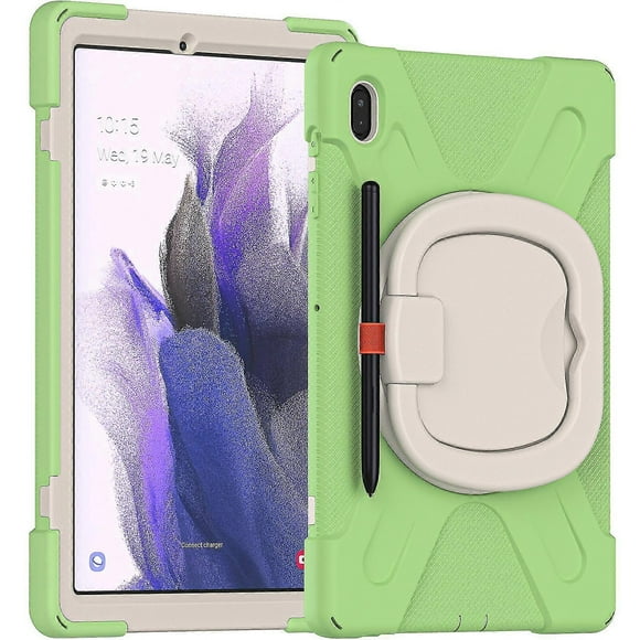Color Shock Case For Samsung Tab S7 Fe 12.4 Inch With Pen Holder, Big Adjustable Ring Stand, Shock Protection Cover