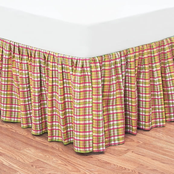 Colonial Williamsburg Hot Pink Plaid King Bed Skirt Drop Length: 18 Inches