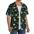 thumbnail image 2 of Sikiie Dinosaur Men's Wrinkle Free Untucked Cuban Shirt Business Casual Button Down Shirts Short Sleeve ShirtLarge, 2 of 5