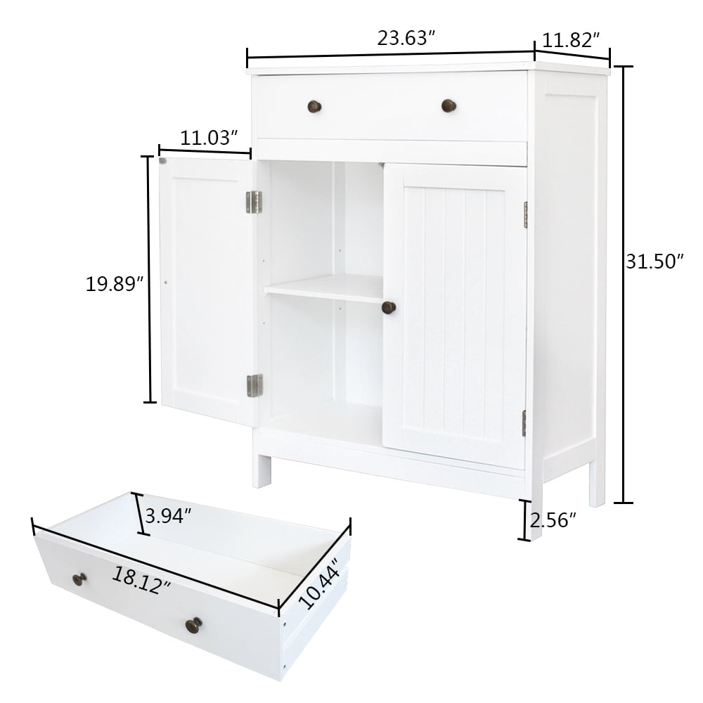 Freestand Cabinet with 2 Doors & 1 Drawer, White