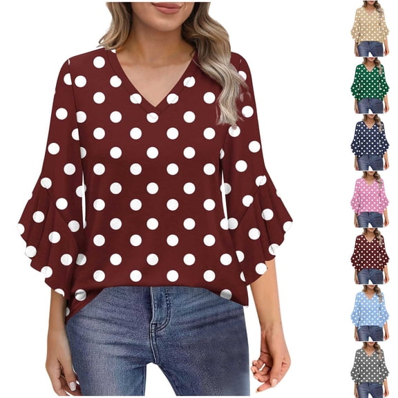 Ashirexll Ladies Tops and Blouses, Tops for Women Trendy, Printed Long Sleeve Button Lapel Blouse for Womens Casual Fashion Tops