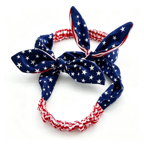 2 Pcs Elegant Knotted Bow Headbands, Red White Blue Wide Turban Hair Wraps, Stylish Festive Hair Accessories for Holiday Party and Daily Wear