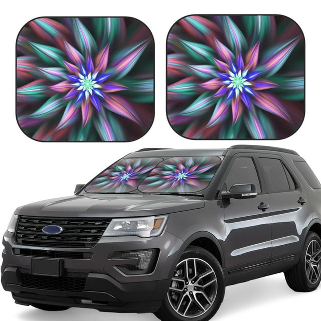 Vsdgher Colored Abstract Print Car Windshield Sun Shade, Reflective Sunshade Window Sunshade Sun Visor Protector Fit for Cars,Trucks,SUVs-Small