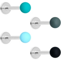 Body Candy 4Pc Womens 16G Steel Blue Green Grey Black Soft Matte Labret Monroe Lip Ring Tragus 5/16"