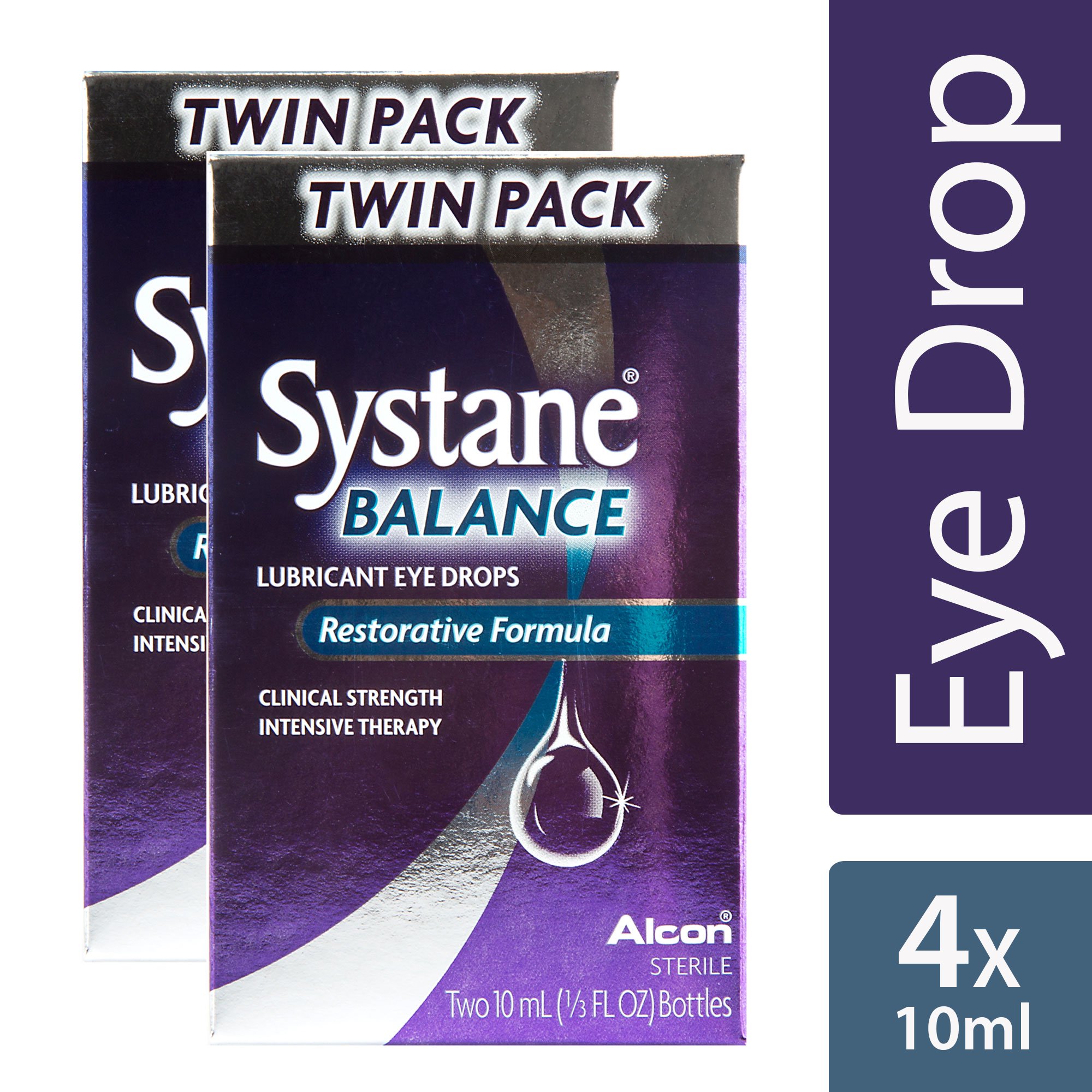 (2 pack) SYSTANE BALANCE Twin Pack, Lubricating Eye Drops for Dry Eyes Symptoms, 4 Total 10mL Bottles