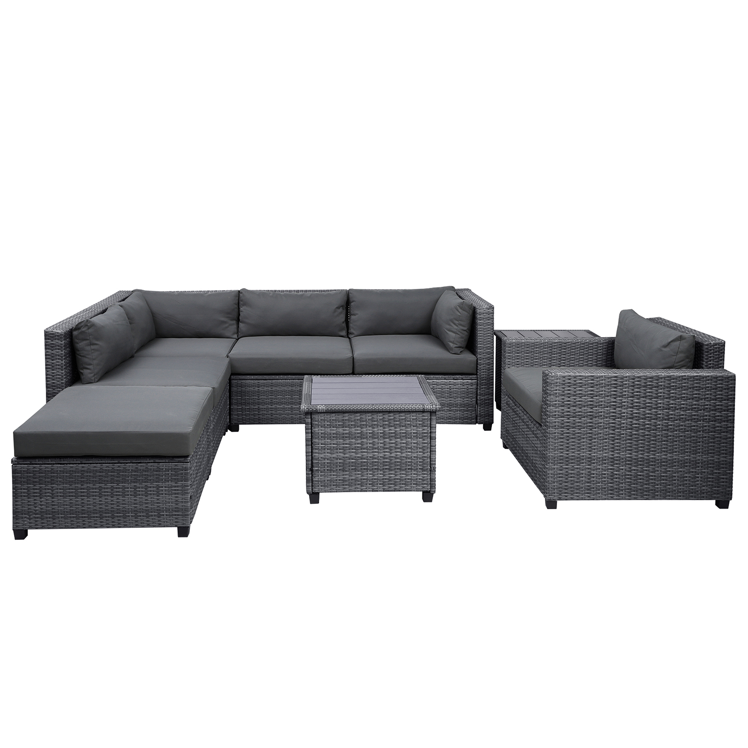 Kadyn 8 Piece Rattan Sectional Seating Group, Patio Furniture Sofa Sets with Cushions, Outdoor Wicker Sectional Couch Set for Garden, Gray Kadyn 8 Piece Rattan Sectional Seating Group, Patio Furniture Sofa Sets with Cushions, Outdoor Wicker Sectional Couch Set for Garden, Gray