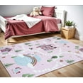 thumbnail image 6 of 4' X 6' Pink White and Blue Juvenile Castle and Rainbow Youthful Area Rug, 6 of 6
