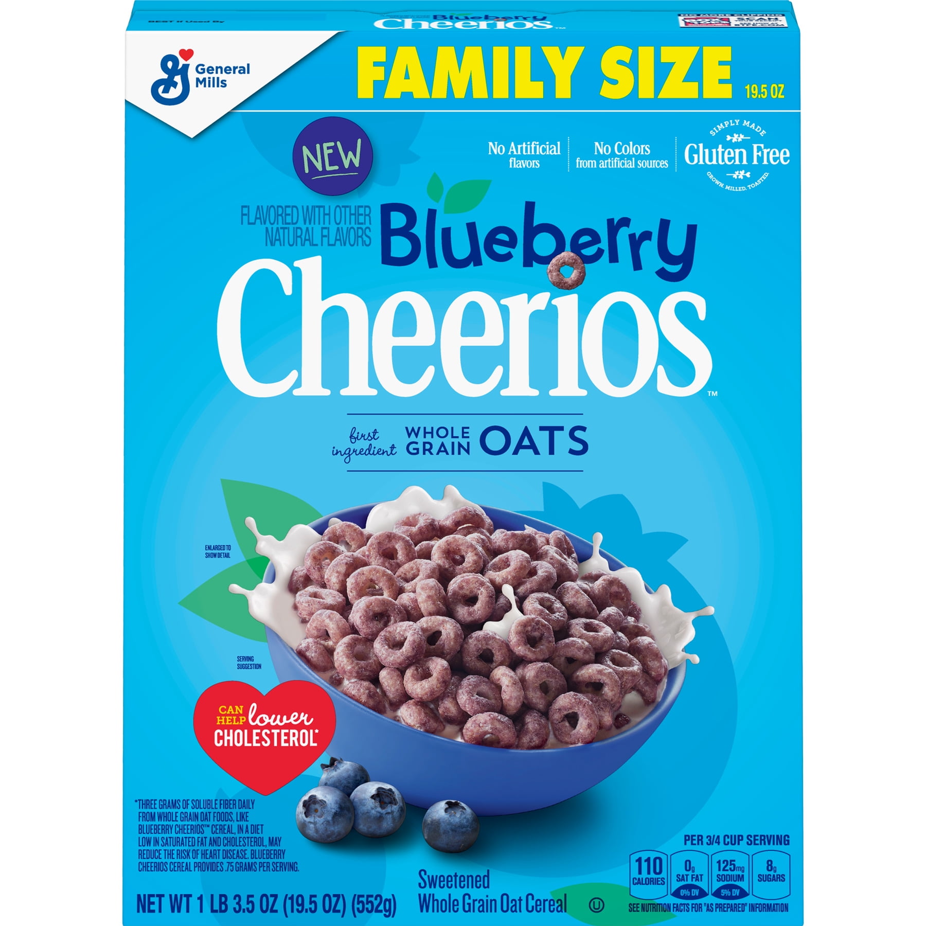 Blueberry Cheerios, Gluten Free Cereal, 19.5 oz