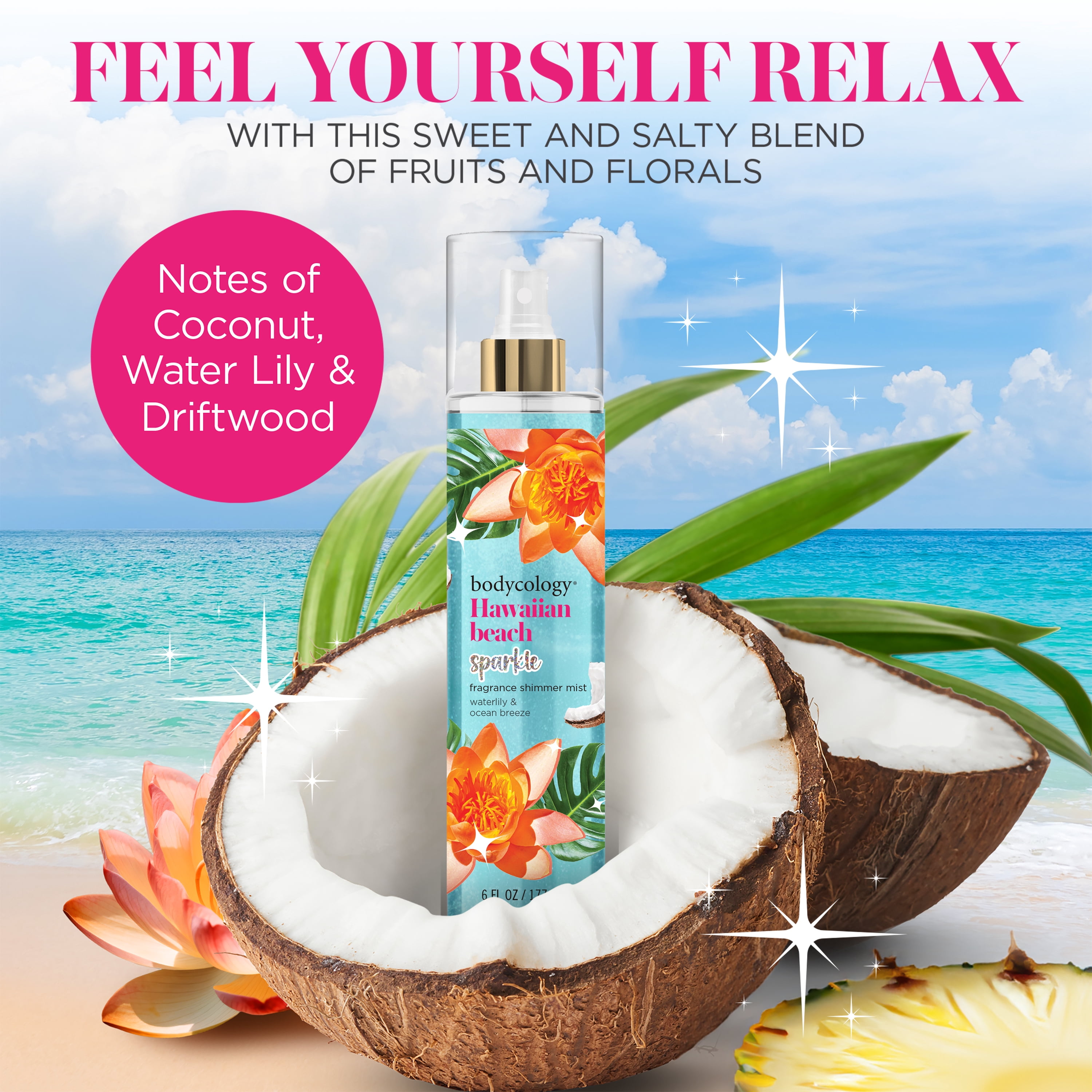 Bodycology Sparkle Fragrance Shimmer Mist, Hawaiian Beach, 6 fl oz