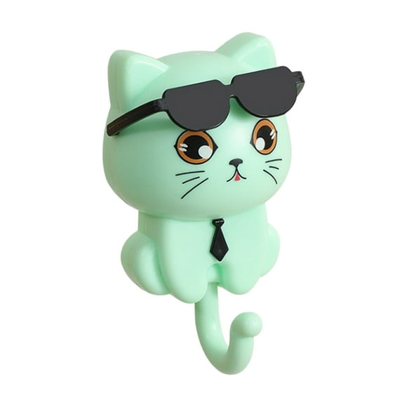 Cat Hooks Long Lasting Cat Key Holder Coat Hooks | Cute Cat Key Hook With Sunglasses Coat Wall Mounted Hook Multipurpose Coat Hooks Key Holder For Wal Bag Hooks for Tables Hook Ups Sticker Pack Sticky