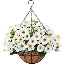 Silk Daisy Artificial Hanging Basket with Chain Flowerpot Floral Arts Patio Balcony Home Indooor Decoration Hanging Basket Artificial Daisy Flower