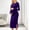 Purple, variant on Maternity Casual Dresses, Long Sleeve Crew Neck Side Slit Soft Pregnancy Maxi Dresses Purple Size 2XL
