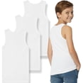 thumbnail image 2 of ToBeInStyle Boy's Pack 3 or 6 100% Cotton Preshrunk A-Shirt Classic Fit Tank Tops Undershirts - 6 Pack: White - Large, 2 of 6