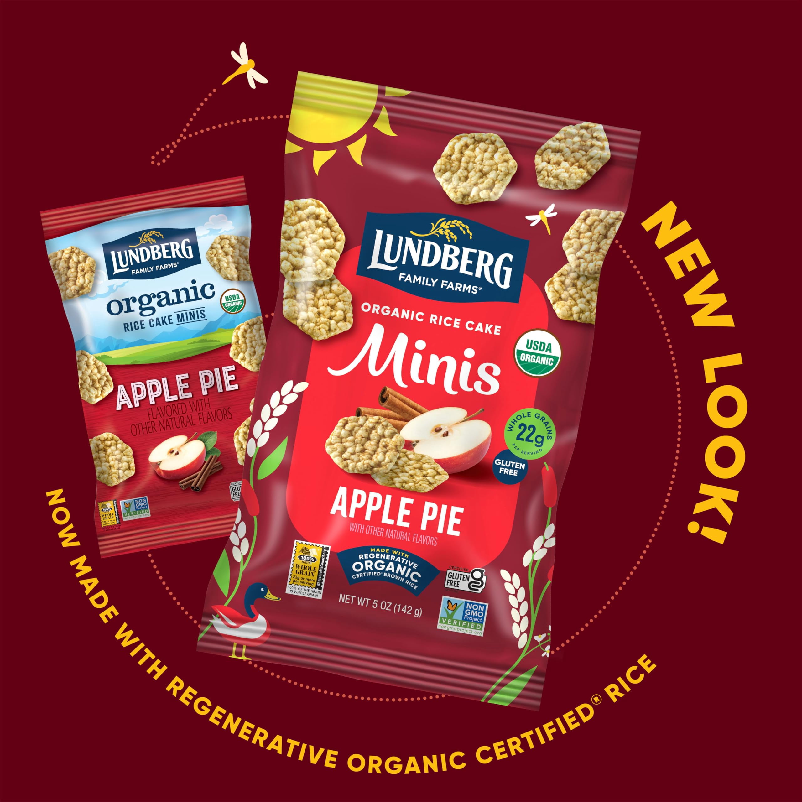 (Pack Of 6) Lundberg Rice Cakes Mini Apple Organic 5 Oz
