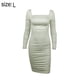 thumbnail image 2 of Vestido mini ajustado de manga larga sexy para mujer, vestidos de cóctel fruncidos sin espalda, 2 of 7