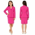 thumbnail image 2 of Hot Pink 2-Piece Blazer Suit and Skirt Set Formal Jacket Costume for Halloween Cosplay Party, 2 of 7