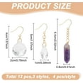 thumbnail image 2 of 304 Stainless Steel Dangle Earrings with Glass & Amethyst Mixed Shapes Golden 40~62mm 6pair/set, 2 of 7