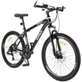 thumbnail image 1 of Black 26 Inch Wheels 24 Speeds Men’s Mountain Bike Hardtail , Lightweight Aluminum Frame MTB Bicycle with Dual Disc Brakes, Adult Bike for Men with 100mm Travel Front Suspension Fork, 1 of 7