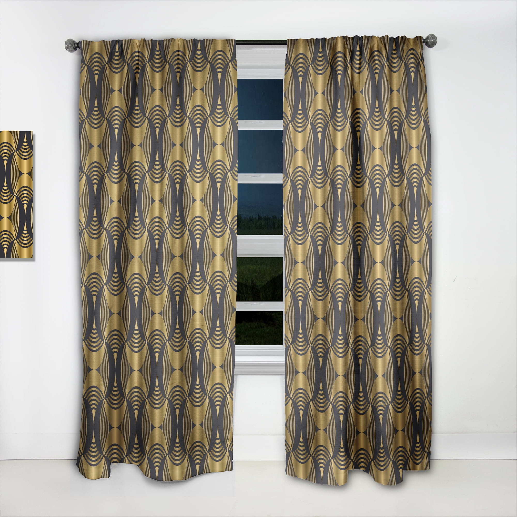 Designart 'Art Deco Style Retro Pattern' Mid-Century Modern Curtain Panel