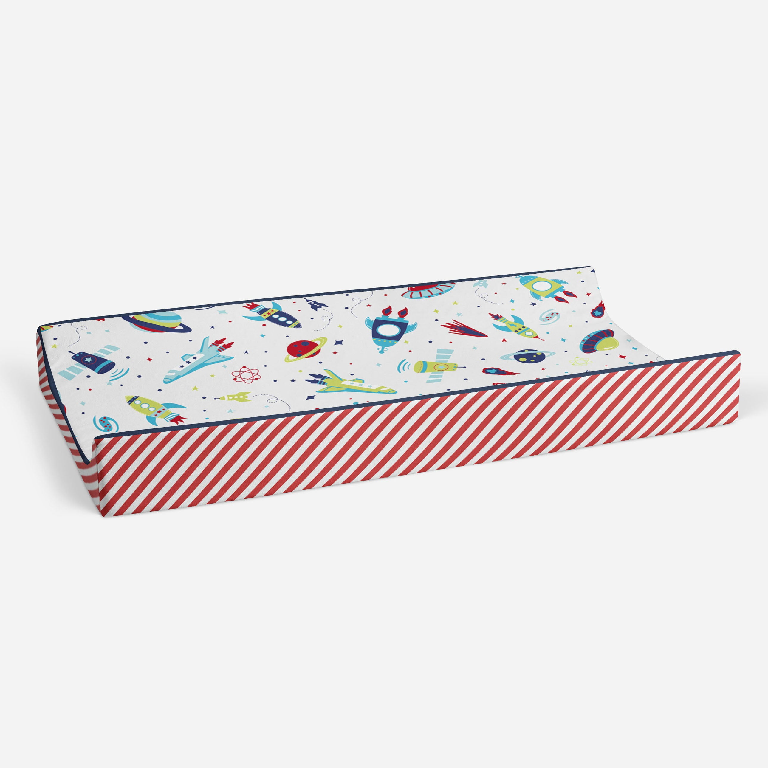 Bacati - Airspace Aqua/Red/Orange/Green/Navy Boys Quilted Changing Pad Cover