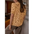 thumbnail image 2 of PRETTYGARDEN Womens Summer Lace Tops Short Puff Sleeve Casual Dressy Blouses Eyelet Crew Neck Buttom Down Shirts, 2 of 7