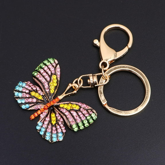 GOOHOCHY Yellow Butterfly Shaped Key Ring Metal Bag Pendant for Decoration Gifts for Kids and Women 1pc