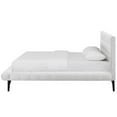 thumbnail image 4 of Contemporary Modern Urban Designer Bedroom Queen Size Platform Bed Frame, Velvet Fabric, White, 4 of 6